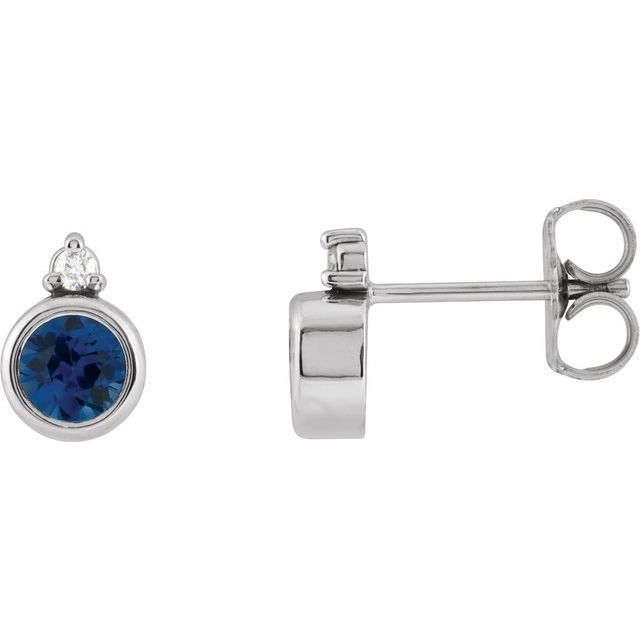 sterling-silver--lab-grown-blue-sapphire-&-.03-ctw-natural-diamond-earrings