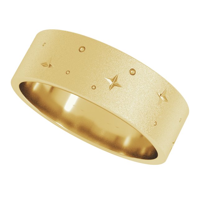 14k-yellow--star-band-with-glass-blast-finish-size-4