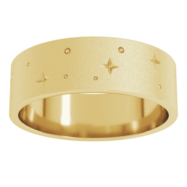 14k-yellow--star-band-with-glass-blast-finish-size-4