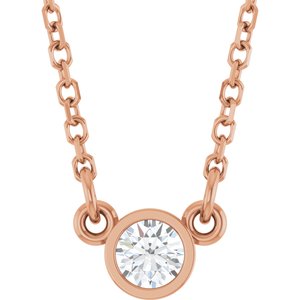 1/4 ct Diamond Bezel-Set Solitaire Birthstone Necklace