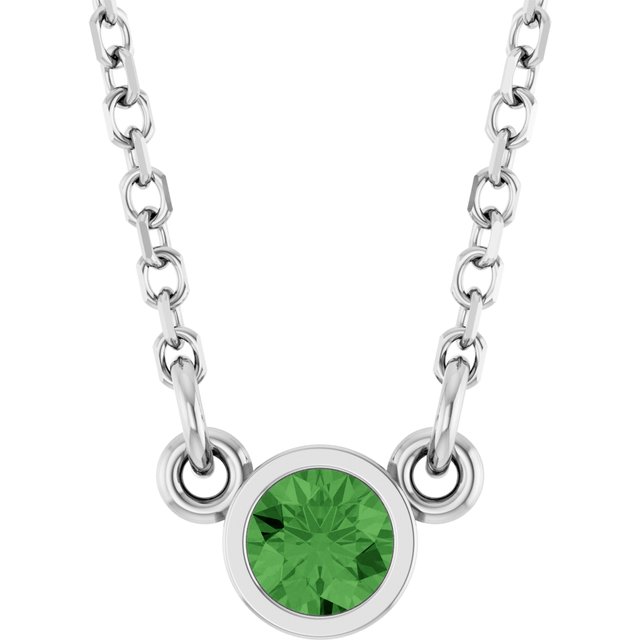 14k-white-natural-green-tourmaline-solitaire-18"-necklace