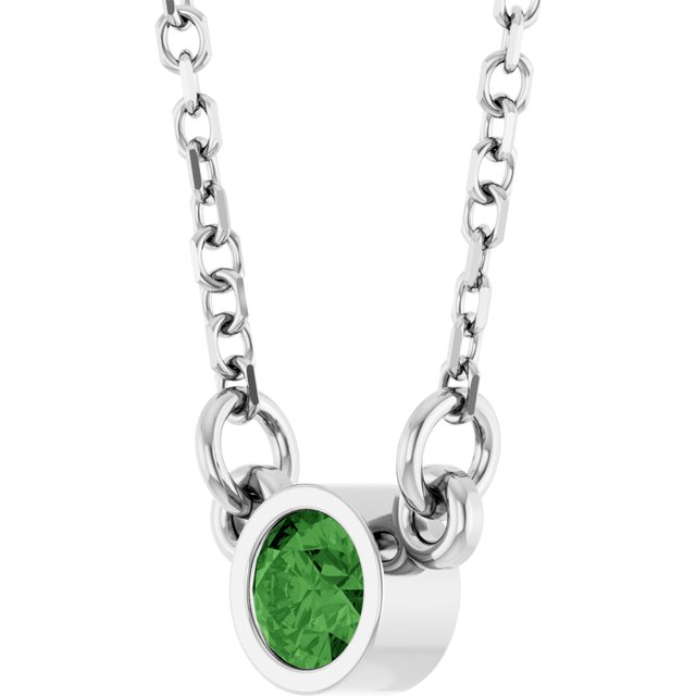 14k-white-natural-green-tourmaline-solitaire-18"-necklace