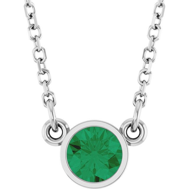 14k-white-natural-emerald-solitaire-16"-necklace