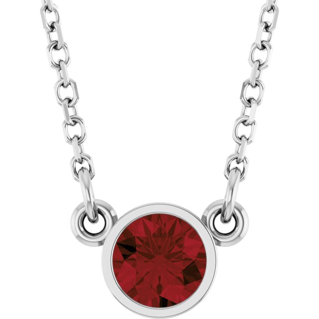 14k-white-natural-mozambique-garnet-solitaire-16"-necklace