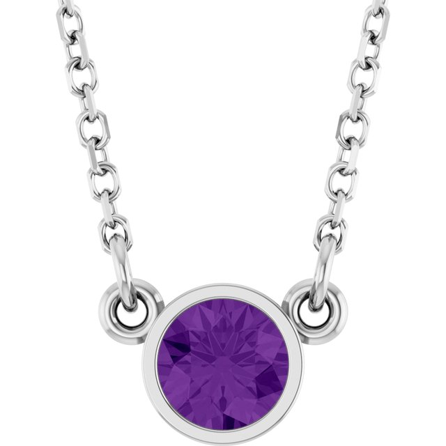 14k-white-natural-amethyst-solitaire-16"-necklace