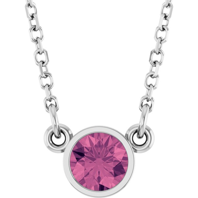 14k-white-natural-pink-tourmaline-solitaire-16"-necklace