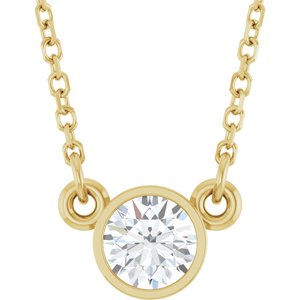 1/4 ct Diamond Bezel-Set Solitaire Birthstone Necklace