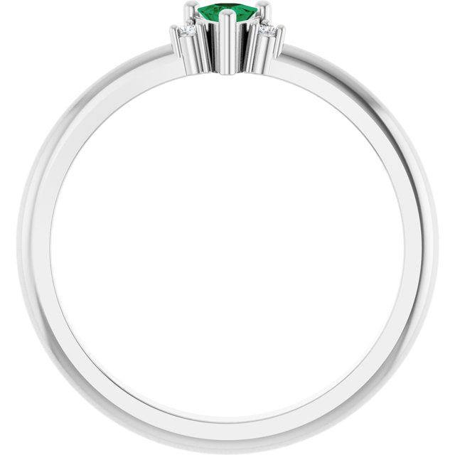 14k-white-natural-emerald-&-.015-ctw-natural-diamond-ring