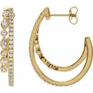 1 1/5 ct Diamond Accented Hoop Earrings