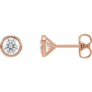 1/5 ct Natural Diamond Round Bezel-Set Cocktail-Style Stud Earrings