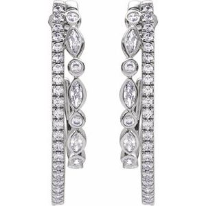 1 1/5 ct Diamond Accented Hoop Earrings