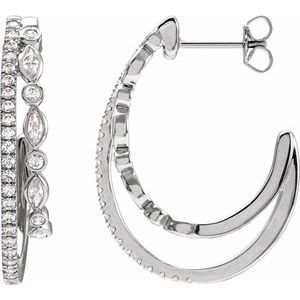 1 1/5 ct Diamond Accented Hoop Earrings