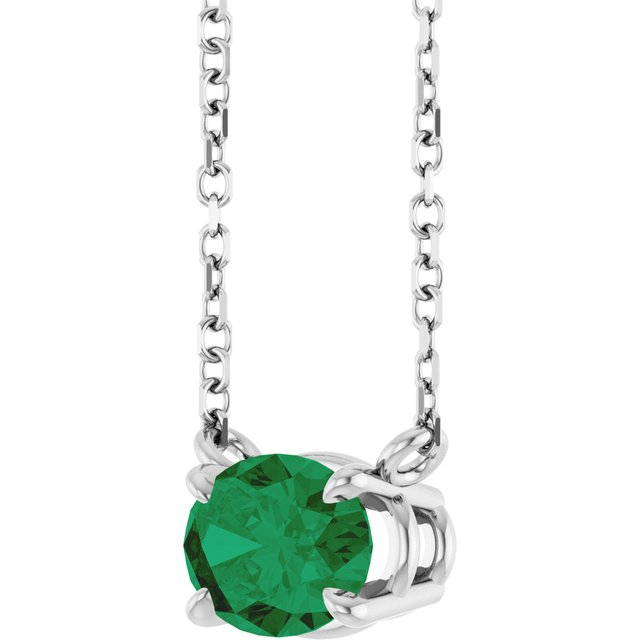 14k-white-natural-emerald-18"-necklace