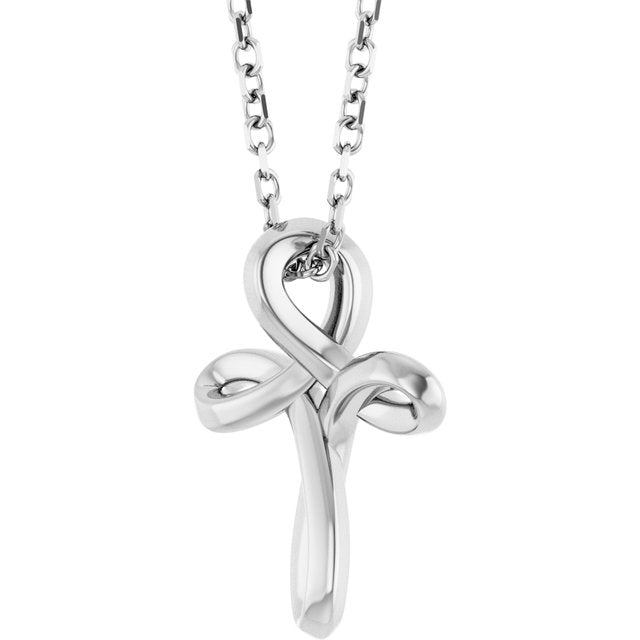 14k-white-freeform-cross-16-18"-necklace