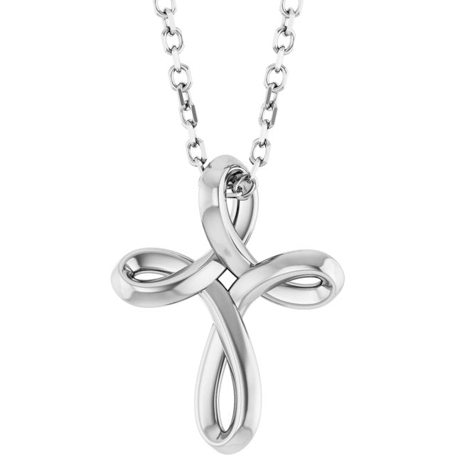 14k-white-freeform-cross-16-18"-necklace