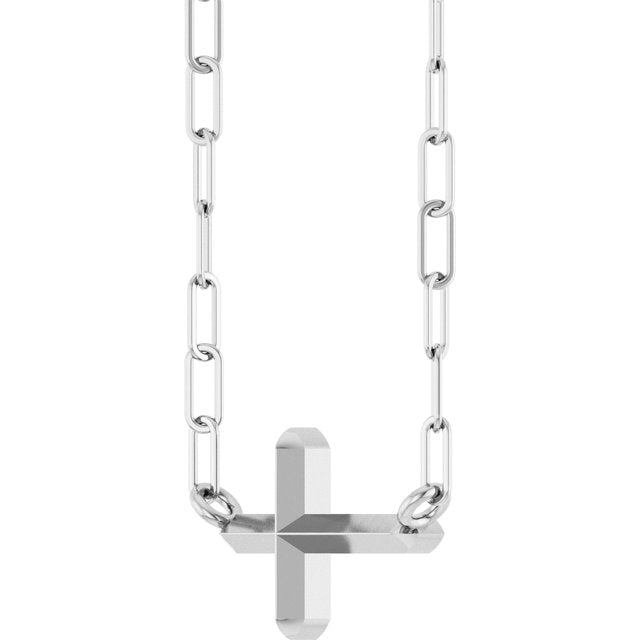 14k-white-sideways-cross-18"-necklace