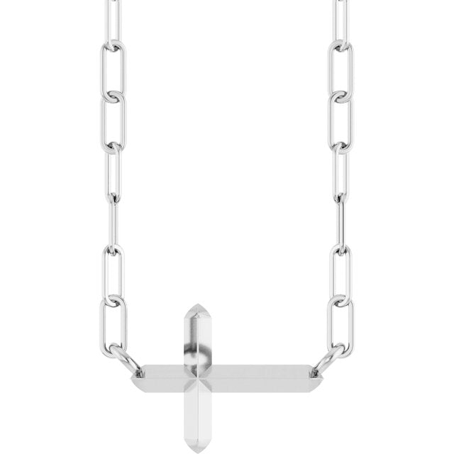 14k-white-sideways-cross-18"-necklace