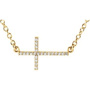 0.07 ct Diamond Sideways Cross Necklace
