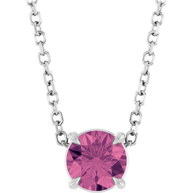 sterling-silver--natural-pink-tourmaline-16-18"-necklace