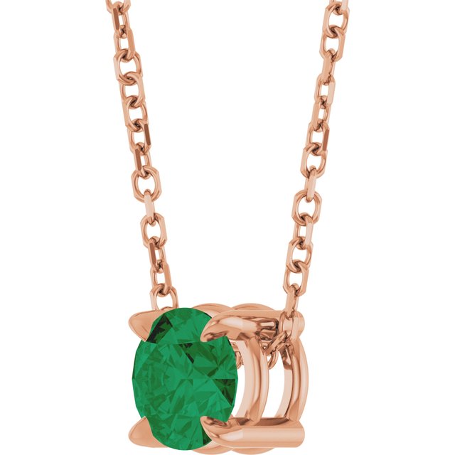 14k-rose--natural-emerald-16-18"-necklace