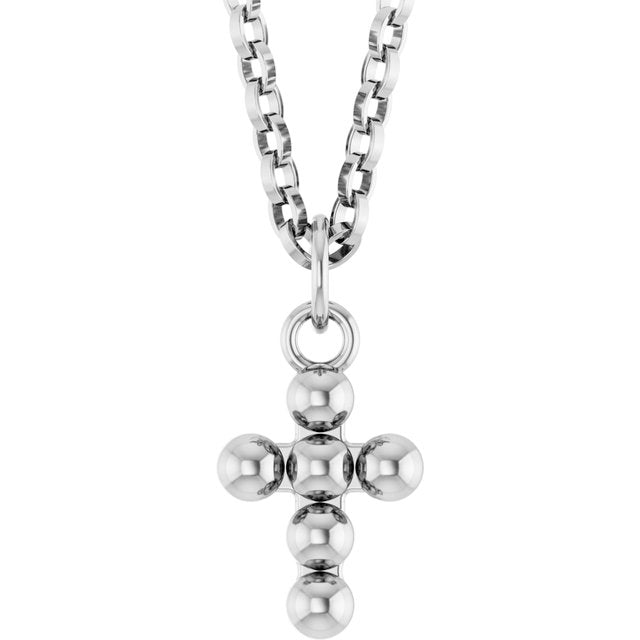 14k-white-beaded-cross-18"-necklace