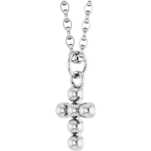 14k-white-beaded-cross-18"-necklace