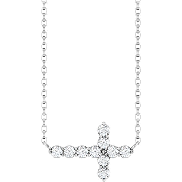 sterling-silver-1/4-ctw-natural-diamond-sideways-cross-18"-necklace