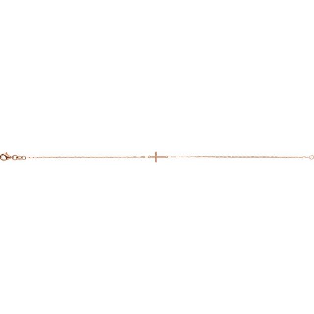 14k-rose-sideways-cross-7"-bracelet
