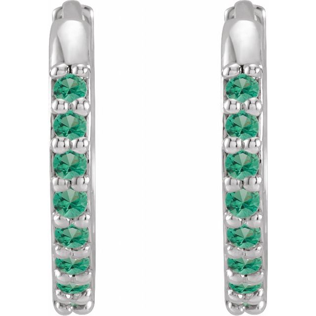 14k-white-lab-grown-emerald-hinged--hoop-earrings