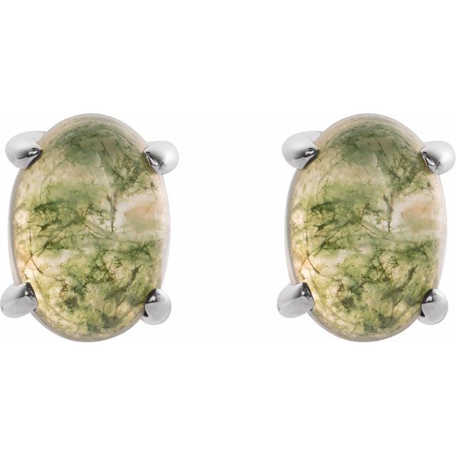 14k-white--oval-natural-moss-agate-earrings