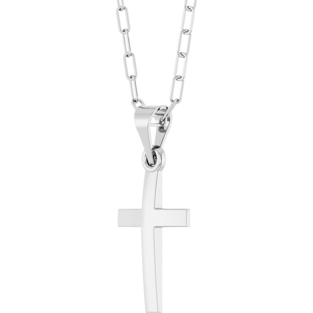 sterling-silver-cross-&-paperclip-style-chain-18"-necklace