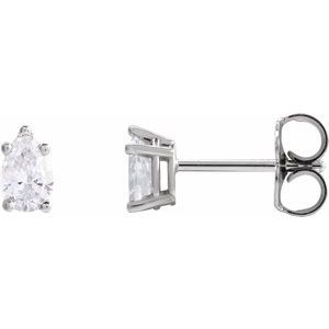 3/8 ct Diamond Pear 5-Prong Stud Earrings