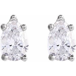 3/8 ct Diamond Pear 5-Prong Stud Earrings
