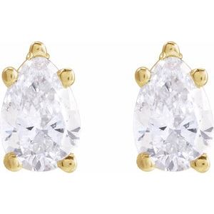 3/8 ct Diamond Pear 5-Prong Stud Earrings