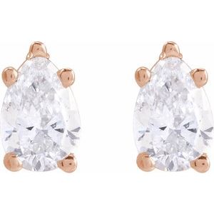 3/8 ct Diamond Pear 5-Prong Stud Earrings
