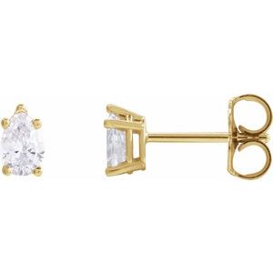3/8 ct Diamond Pear 5-Prong Stud Earrings