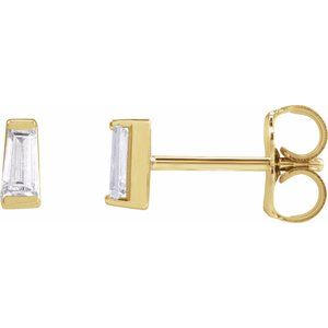 0.02 ct Natural Diamond Tapered Baguette Channel-Set Stud Earrings