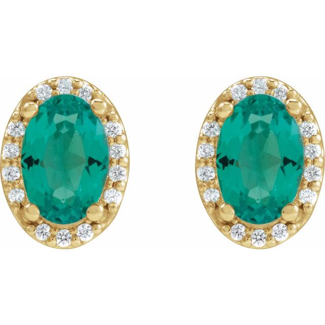 14k-yellow--lab-grown-emerald-&-.04-ctw-natural-diamond-halo-style-earrings