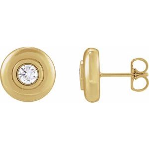 1/5 ct Natural Diamond Bezel-Set Puffed Stud Earrings