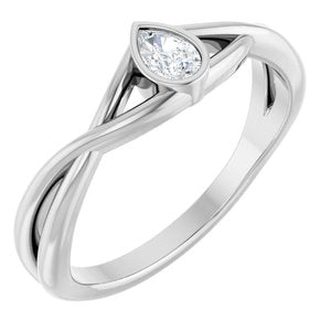 1/6 ct Diamond Bezel-Set Criss-Cross Solitaire Ring