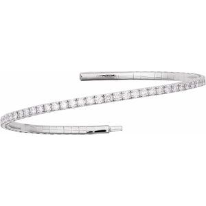 1 ct Diamond Half Accented Flexible Bangle Bracelet