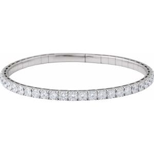1 ct Diamond Half Accented Flexible Bangle Bracelet