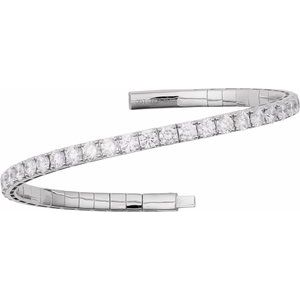 1 ct Diamond Half Accented Flexible Bangle Bracelet