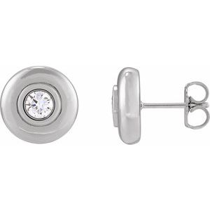 1/5 ct Natural Diamond Bezel-Set Puffed Stud Earrings