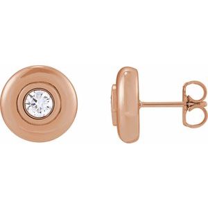 1/5 ct Natural Diamond Bezel-Set Puffed Stud Earrings