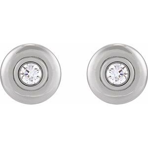 1/5 ct Natural Diamond Bezel-Set Puffed Stud Earrings
