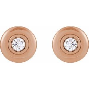 1/5 ct Natural Diamond Bezel-Set Puffed Stud Earrings