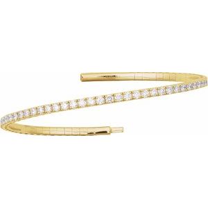 1 ct Diamond Half Accented Flexible Bangle Bracelet