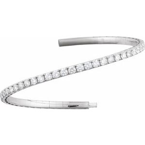 1 ct Diamond Half Accented Flexible Bangle Bracelet