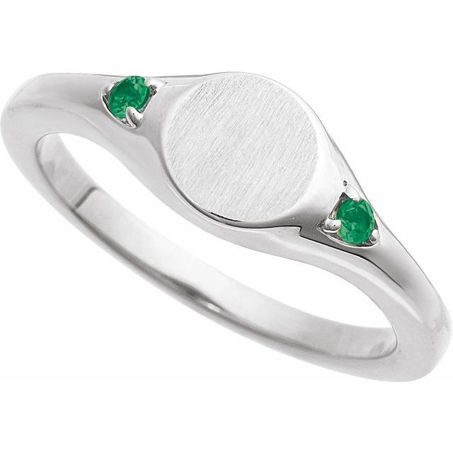 14k-white-engravable-natural-emerald-signet-ring